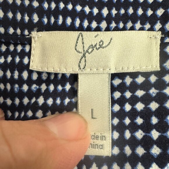 Joie Womens Blue & White Geometric Pattern Long Sleeve Dress Size L - Picture 3 of 4
